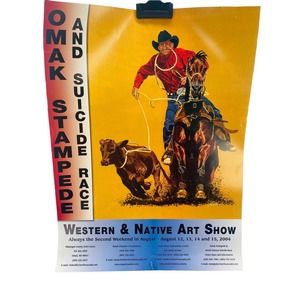 2004 Omak Stampede And Suicide Race Poster Western Native Art Show Rodeo